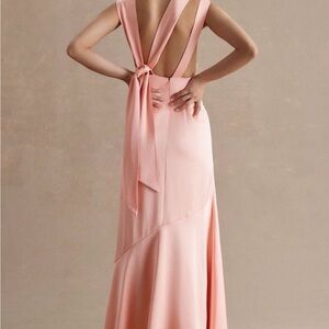 Anthropologie /  Significant Other Lana Cowl-Neck Tie-
Back Satin Maxi Dress